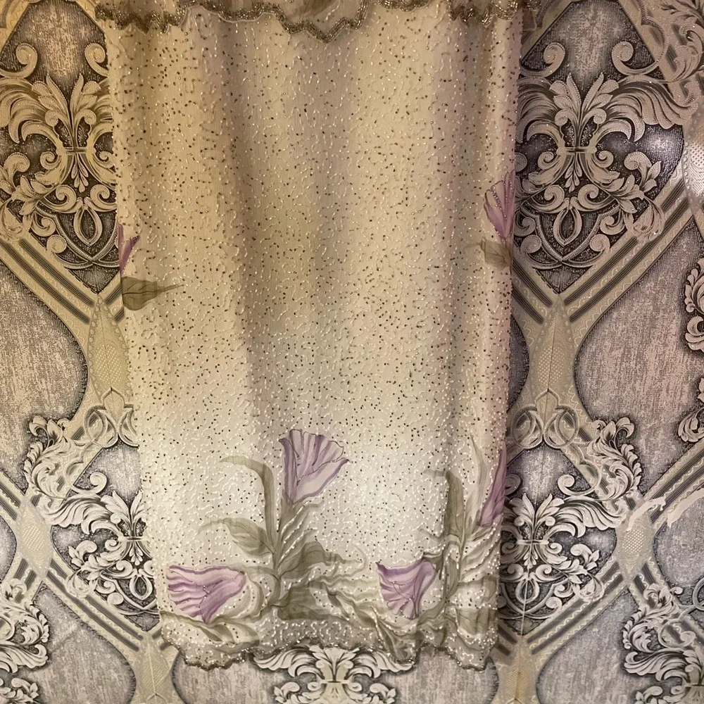 Laurence Kazar Ivory Beaded  Size 8. Full length. dress. New VINTAGE - Picture 3 of 16